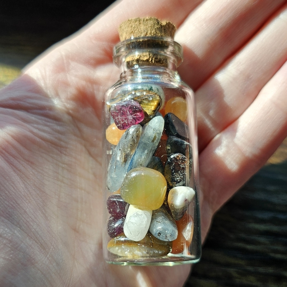 Crystal Chip Bottle Orange, Red, & Blue Gemstones - Picture 3 of 5